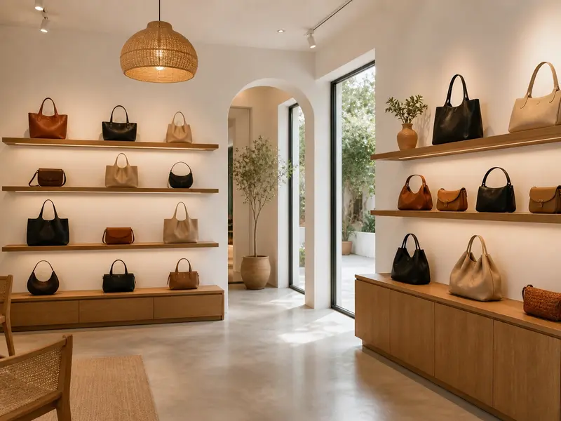 Misako Geschäft mit Taschen in den Regalen